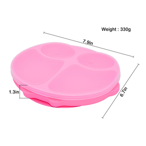 Umweltfreundlicher Reiner Silikon-Fütterteller für Kleinkinder mit Saugnapf-Boden Unzerbrechliche Eulen-Design Baby-Schüssel mit Fächern - Product Image 6