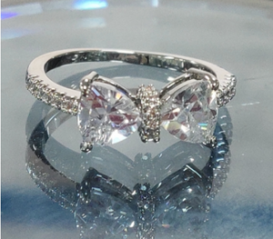 חדש הגיע רומנטי עם bowknot ורוד יפה בעיצוב טבעת תכשיטים 925 עניבת קשת כסף סטרלינג - Product Image 4