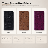 Étui portefeuille magnétique premium en cuir véritable avec porte-cartes et protection RFID pour iPhone 18 Pro Max 17 16 15 14 13 12 Plus