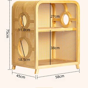 <span class=keywords><strong>Lit</strong></span> de chat semi-fermé double couche fait à la main de luxe grotte bois tissé résistant aux rayures PVC rotin conception usine vente en gros - Product Image 6