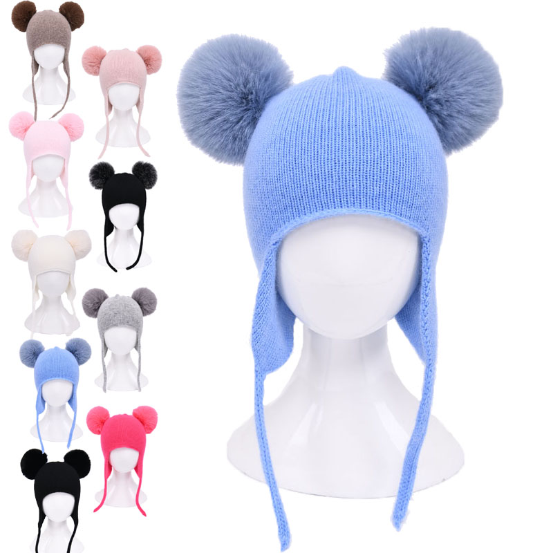 Оптовая продажа, Детские Модные Двухслойные дизайнерские кашемировые шерстяные вязаные шапки для детей