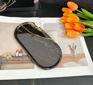 Plateau de luxe en marbre poli pour <span class=keywords><strong>table</strong></span> basse de salon, organiseur de rangement et plateau de service pour la décoration intérieure - Product Image 3