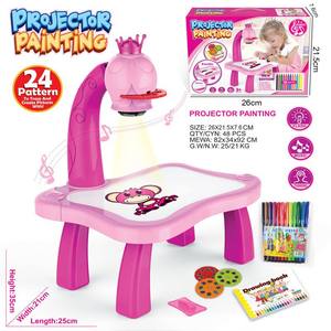 Mesa de pintura de proyección con música ligera, 24 patrones, Tobogán, tablero de dibujo de grafiti, mesa de estudio, bolígrafos de colores, libro para niños, regalos - Product Image 2
