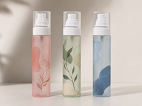 Flacon pulvérisateur carré PET 80 ml à brume fine, imprimé floral abstrait, vide, pour cosmétiques, spray fixateur, portable, voyage, plastique, parfum