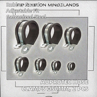AUPROTEC Colliers de serrage réglables en acier galvanisé avec insert en caoutchouc, attaches en P pour sécuriser les tuyaux et câbles, diamètre 50 mm, bande de 15 mm, lot de 2