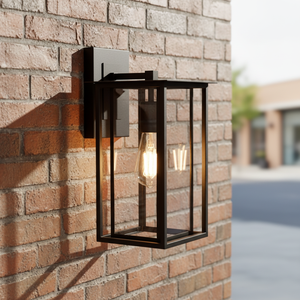 Luz de porche impermeable <span class=keywords><strong>para</strong></span> montaje en pared de granja al aire libre con linterna cuadrada enjaulada de metal <span class=keywords><strong>doble</strong></span> E26 Base Coach Lights - Product Image 4