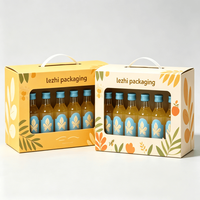 Cajas de Cartón para Botellas de Bebidas Personalizadas, Caja de Cartón para Envasado de Jugos de Frutas, Cajas Corrugadas con Asa y Ventana Transparente