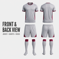 Ensemble de maillot et short de football gris bordeaux personnalisé, respirant, à manches courtes, pour l'entraînement quotidien des clubs de football amateurs