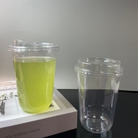 Gobelets en plastique transparents en PET en forme de U avec logo personnalisé imprimé, 8, 10, 12, 16, 20, 24 oz, avec couvercle, prêts à être expédiés