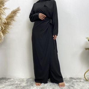 6388 #   Combinaison décontractée pour femme, couleur unie, col en V, style musulman islamique turc, kaftan abaya, tissu Nida lisse et élégant - Product Image 4