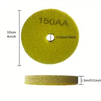 4-Inch 8Pcs Spons Penggosok Basah Bulat Serat Fiber untuk Membersihkan & Memoles Marmer Granit Batu Beton Keramik