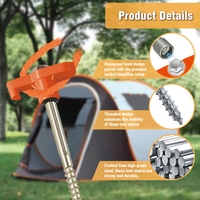 Piquets de tente robustes 8*200mm avec tête hexagonale, tire-piquets, corde de 13 pieds, piquets de tente à visser, piquets de tente de camping
