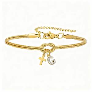 Nuovo Prodotto Creativo: Bracciale a Catena in Acciaio Inossidabile con Nodo, Charm a Croce e Perline Dorate con Lettere per <span class=keywords><strong>l</strong></span>'Amicizia - Product Image 4