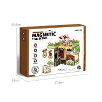 HTL DIY Ensemble de blocs de construction magnétiques pour enfants, jeu d'imitation, boutique de fleurs, café, jouet éducatif STEM, cadeau