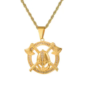 De gros bijoux inoxydable 24k or plaqué collier-Collier avec pendentif en or 24K, bijoux à la mode, en acier inoxydable, plaqué or