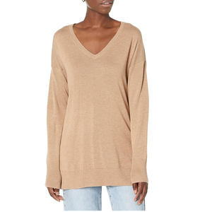 Vente chaude orientée vers l'exportation à la mode à manches longues col en V décontracté Anti-rétrécissement à séchage rapide chandails pour femmes tricotés de BD - Product Image 1