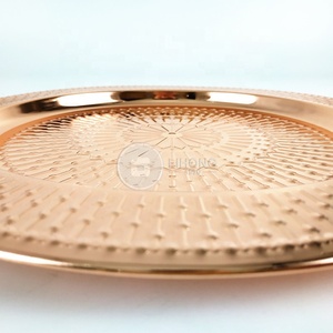 Plato Base Redondo Elegante de Acero Inoxidable para Bodas, Color Plata/Oro Rosa/Oro - Product Image 2