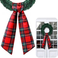 Ruban de guirlande de Noël en satin rouge et vert à pois pour porte d'entrée, accessoires de décoration pour fête de Noël, jardin et entrée
