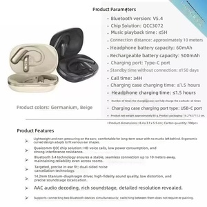 高品質QCC OWSイヤーフックデザイン Audifonos OH01 ワイヤレス<span class=keywords><strong>Bluetooth</strong></span>ステレオノイズキャンセリング オープンイヤーENCスポーツイヤホン - Product Image 2