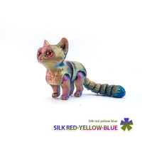 Figurine de chat articulée imprimée en 3D, en PLA souple bicolore effet soie, jouet anti-stress, décoration esthétique pour chambre, cadeau