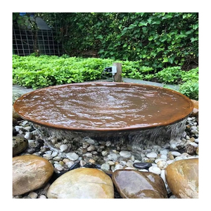 Bol d'eau décoratif de jardin en acier corsage, bassin d'eau en métal de paysage, avec fonction d'eau en acier de corsage d'extérieur - Product Image 1