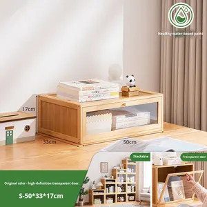 Estantería Moderna de Bambú, Librería, Mueble de Almacenamiento, Estantería de Pie de Varias Capas para Sala de Estar, con Rejilla Integrada y Puertas - Product Image 6