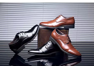 Chaussures habillées Oxford vintage de style britannique pour hommes, cuir verni brillant, bout carré sculpté, chaussures formelles augmentant la taille, mariage - Product Image 5