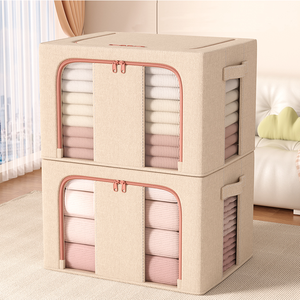 Bán buôn Linen phong cách vải hộp lưu trữ với khung thép quần áo Organizer cho tủ quần áo - Product Image 4