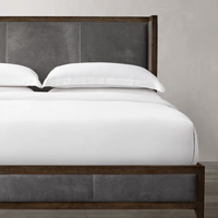 Lit en bois massif de style américain rétro, avec tête de lit capitonnée française, lit de mariage 1,8 m, idéal pour petit appartement, chambre principale italienne, lit double 1,5 m
