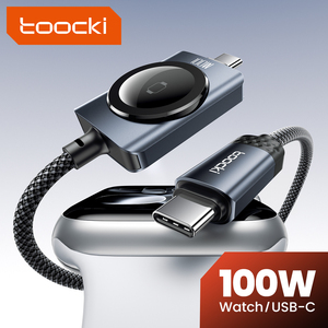 Cable Magnético Trenzado 2 en 1 Tipo C Toocki de 100W para Reloj, <span class=keywords><strong>Carga</strong></span> Rápida y Sincronización de Datos para iPhone 17/16/15 y para iWatch 1-9 <span class=keywords><strong>SE</strong></span> - Product Image 1