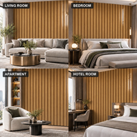 Papier peint autocollant à motif rayé en bois brun chaud 60x60cm avec surface en PET et mousse IXPE pour murs intérieurs