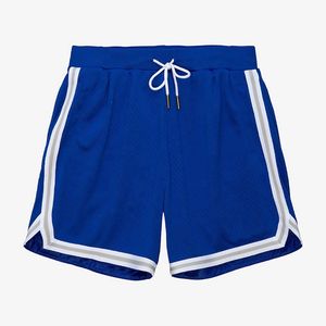Short de basket-ball personnalisé noir blanc rayé double maille sans logo taille élastique cordon de serrage hommes Gym Shorts de course - Product Image 4