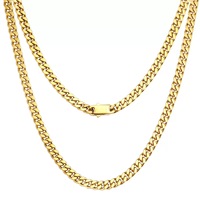 Cadena Cubana Gruesa de Acero Inoxidable Chapada en Oro de 24K, de 5mm, 7mm, 9mm, 11mm, 13mm, 15mm, con Diseño Geométrico Moderno para Hombre, Venta al por Mayor