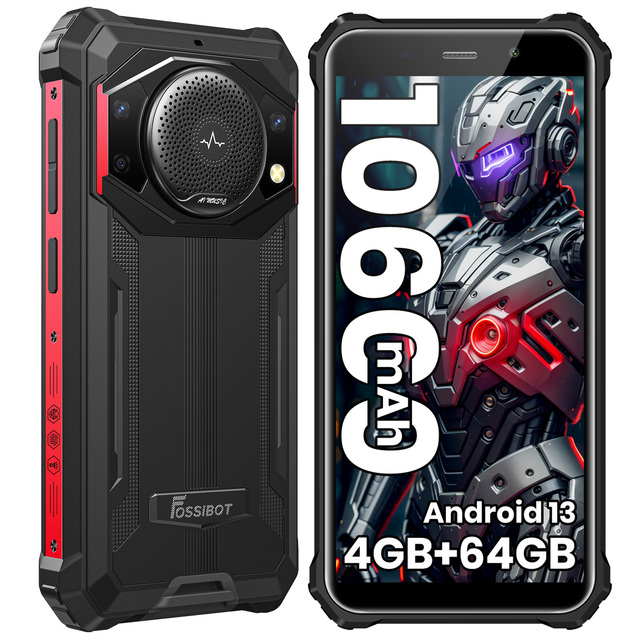 Fossibot F101P 4Gb+64Gb 10600Mah Battery Ip68 Waterproof Dustproof Smartphone Android Rugged Phone With Super Loud Speaker
