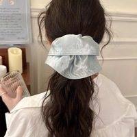 Vente en gros de chouchous en satin surdimensionnés avec logo personnalisé, couleur unie, accessoires pour cheveux pour filles