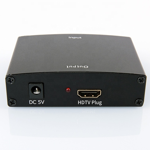 Metal BOX HD to VGA Adapter with R/L Audio Port RCA Audio Video Cable Mini Av to Vga Hdtv Converter