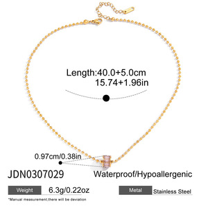 สร้อยคอจี้แฟชั่นเด็ก <span class=keywords><strong>JoJo</strong></span> สไตล์ทันสมัย ทำจากสแตนเลสสตีลชุบทอง 18K ประดับเพชรพลอยสีชมพูแบบฝังละเอียด ดีไซน์ ODM/OEM สำหรับใส่ลำลอง - Product Image 6