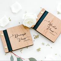 Livret de vœux de mariage en bois sur mesure de haute qualité cadeau de fiançailles et de mariage personnalisé livre de vœux en bois A6