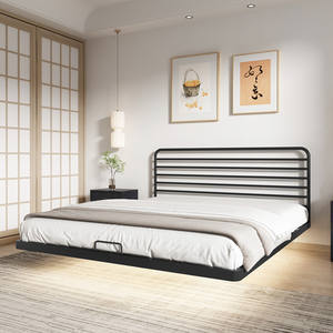 Cama Flotante con Estructura de Hierro Estilo Italiano Minimalista Sin Cabecera, Moderna y Sencilla, Desplegable, para Dormitorio Principal - Product Image 1
