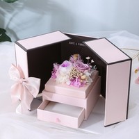 AYOYO ODM Doppeltürige Doppelschichtige Hochwertige Muttertags-Geschenkbox mit Konservierten Rosen Künstliche Blumen-Geschenkbox