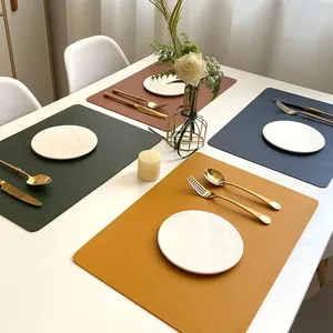 Nordic Style Double-Layer PU Leather Table Mat Heat-Proof Waterproof and Oil-Retardant <b>Placemat</b> for Home or Hotel Decoration - Product Image 2
