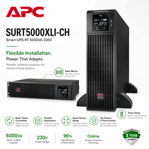 <span class=keywords><strong>APC</strong></span> SURT5000XLI-CH 5000VA/5000W Onduleur à double conversion en ligne, 230V 3U Montage en rack pour centre de données industriel et rack de serveur - Product Image 4