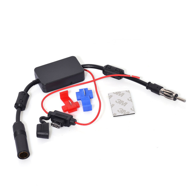 12V Power Supply DIN Plug Car Stereo Signal Booster Amplifier for Vehicle Truck SUV Car Stereo FM Radio Antenna