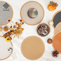 Set de dessous de plat multifonctionnels ronds en vinyle imperméable et résistant à l'huile avec jute, napperons de table de luxe imperméables pour table basse