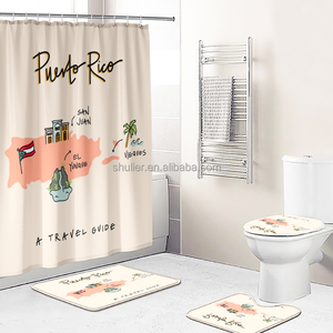 <span class=keywords><strong>Rideau</strong></span> de salle de bain imperméable personnalisé avec drapeau de Porto Rico pour salle de bain, décoration de <span class=keywords><strong>baignoire</strong></span>, faible MOQ - Product Image 4