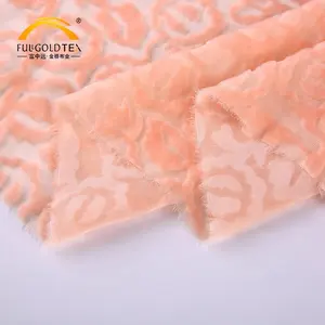 Çin tedarikçisi ipek brokar rahat streç Polyester çiçek devore kadife kumaş
