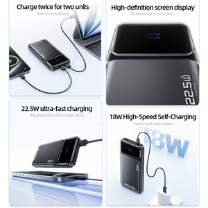 便携式移动电源 22.5W 快速充电 USB-C 快速充电 3 个输出端口 <span class=keywords><strong>2</strong></span> 个 Micro USB 输入端口 LED 显示屏 适用于 iPhone 17/16/15 PA-90 - Product Image 2