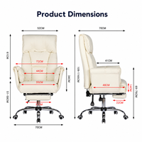 Fauteuil de Direction en Cuir Patte de Chat, Accoudoirs en Fer Réglables, Mécanisme d'Inclinaison, Roulettes en PU, Style Contemporain pour Bureau à Domicile