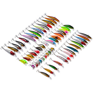 Juego de 56 Señuelos Artificiales Impresos para Pesca de Lubina en Lago, Señuelos de Plástico Duro para Pesca de Fondo con Anzuelos, Señuelos Artificiales de Pesca - Product Image 6