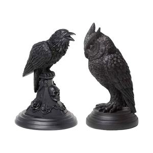 Halloween Statue Retro Gothic Black Crow <strong>Candle</strong> <strong>Holder</strong> Halloween Antique Statue <strong>Owl</strong> Home Decor Resin Sculpture Craft Ornament - Product Image 1